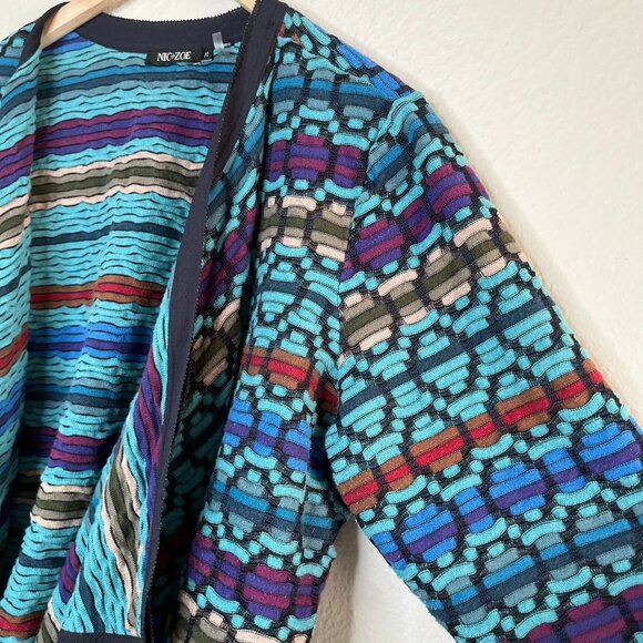 Nic + Zoe Womens Multicolor Knit Draped maximalist Cardigan Jacket Size 2X - Picture 6 of 12